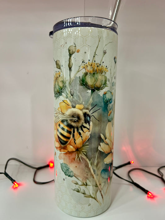 Bees 20oz Stainless Steel Tumbler With Lid & Straw