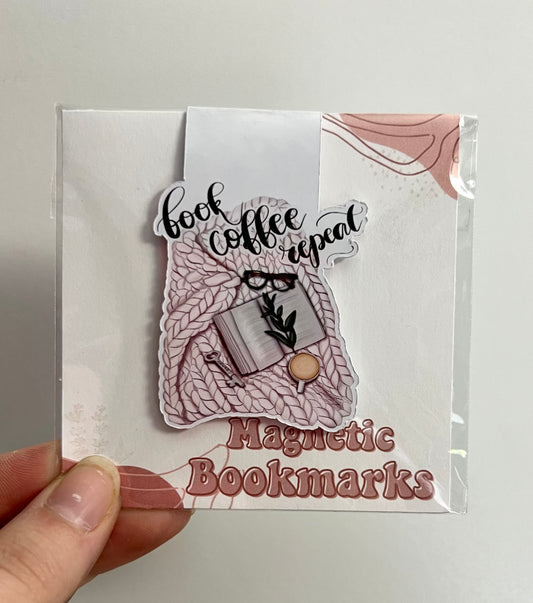 Book, Coffee, Repeat Magnetic Bookmark