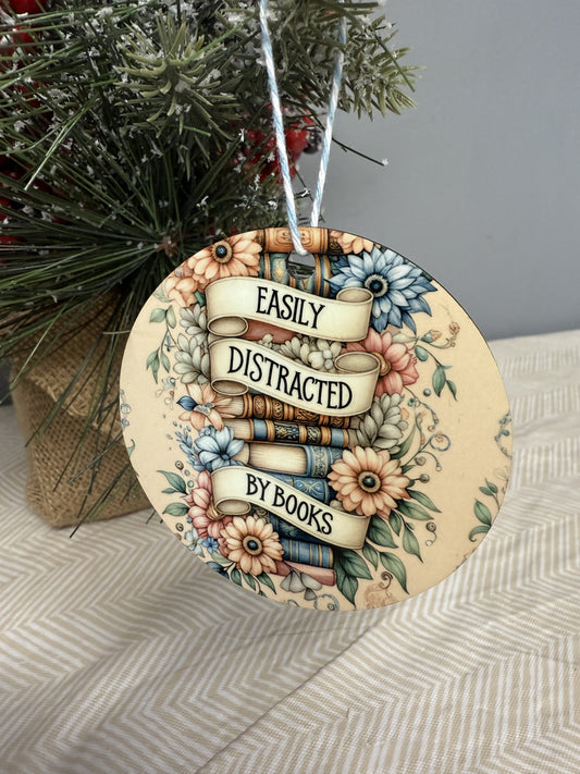 Easily Distracted By Books Christmas Ornament