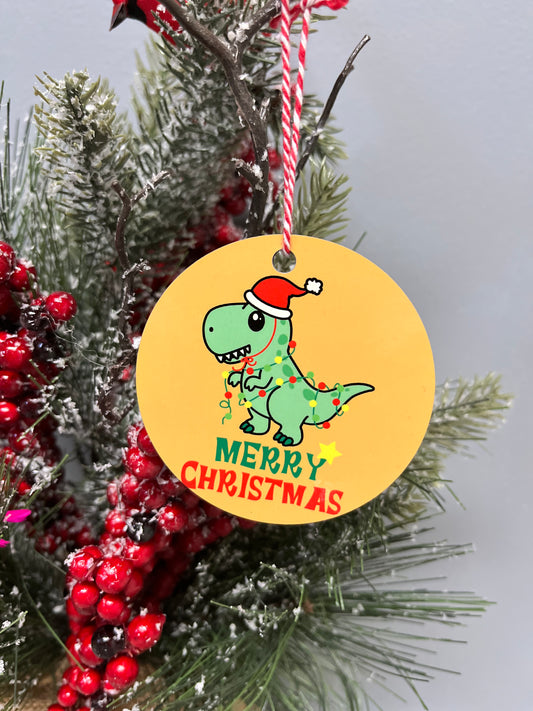 Dinosaur Merry Christmas Christmas Ornament