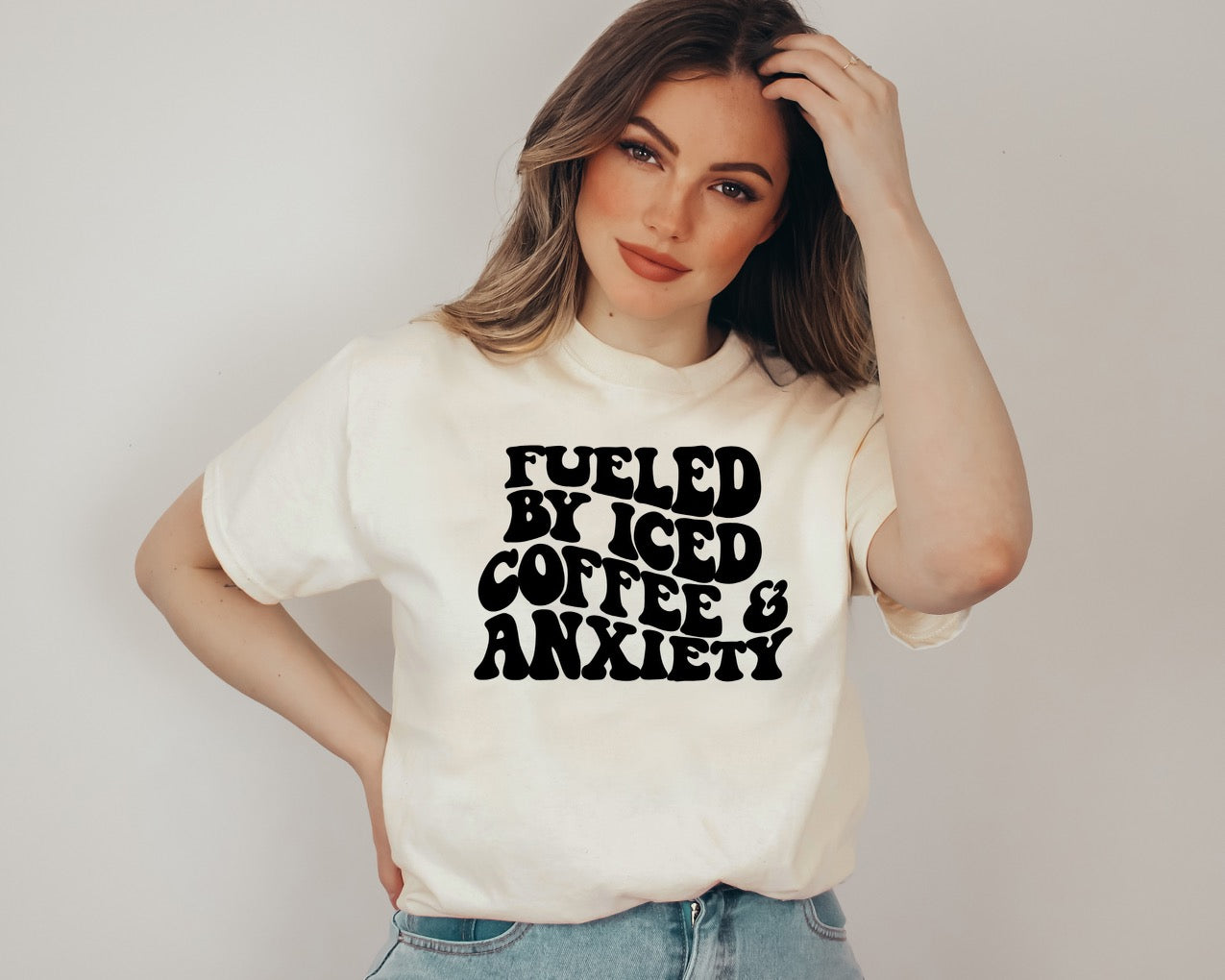 Fueled By Iced Coffee & Anxiety Unisex Neutral T-Shirt