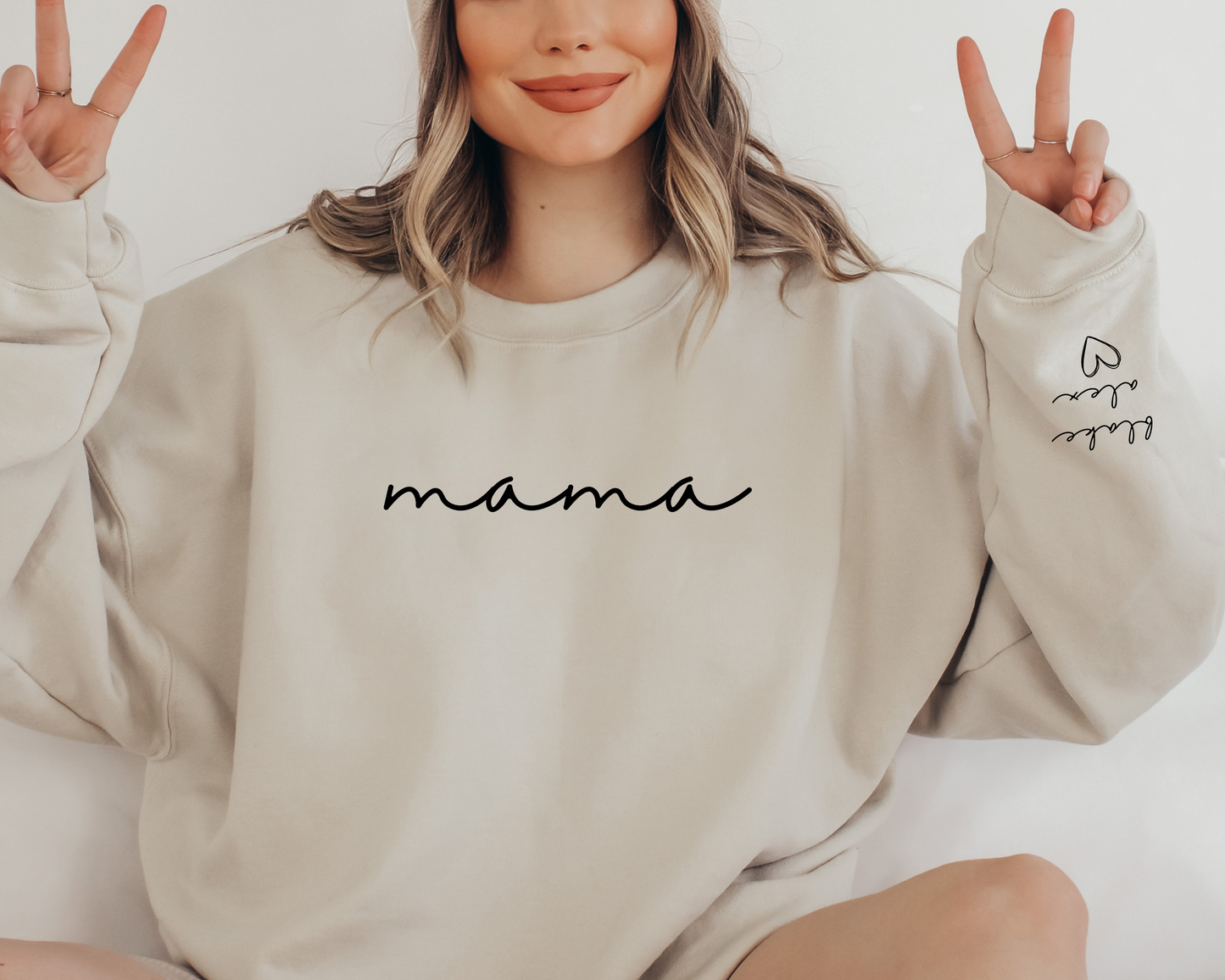 Mama With Names On Sleeve *Custom* Unisex Crewneck